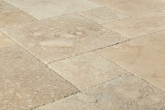 Antique Pattern Travertine Flooring Tiles - Mina Rustic / Brushed, Chiseled, and Partially Filled