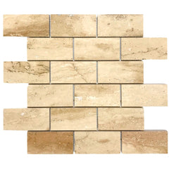 Patara - Mesh Mosaic Tile Collection - 2" x 4" Brick - Honed and Filled