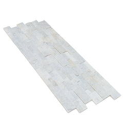 Natural Marble Ledger Panel Collection - Split-Face / Mugla White 3D Ledger Panel 6" x 24"