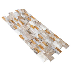 Natural Travertine Ledger Panel Collection - Split-Face / Riverrock 3D Ledger Panel 6" x 24"