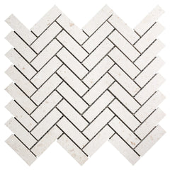 Shellstone - Mesh Mosaic Tile Collection - 1" x 3" Herringbone - Honed