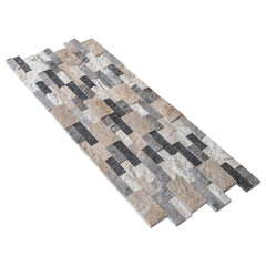 Natural Marble Ledger Panel Collection - Split-Face / Tundra Gray 3D Ledger Panel 6" x 24"