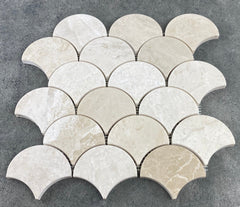 Vanilla Beige Marble - Mesh Mosaic Tile Collection - Laguna Pattern - Honed