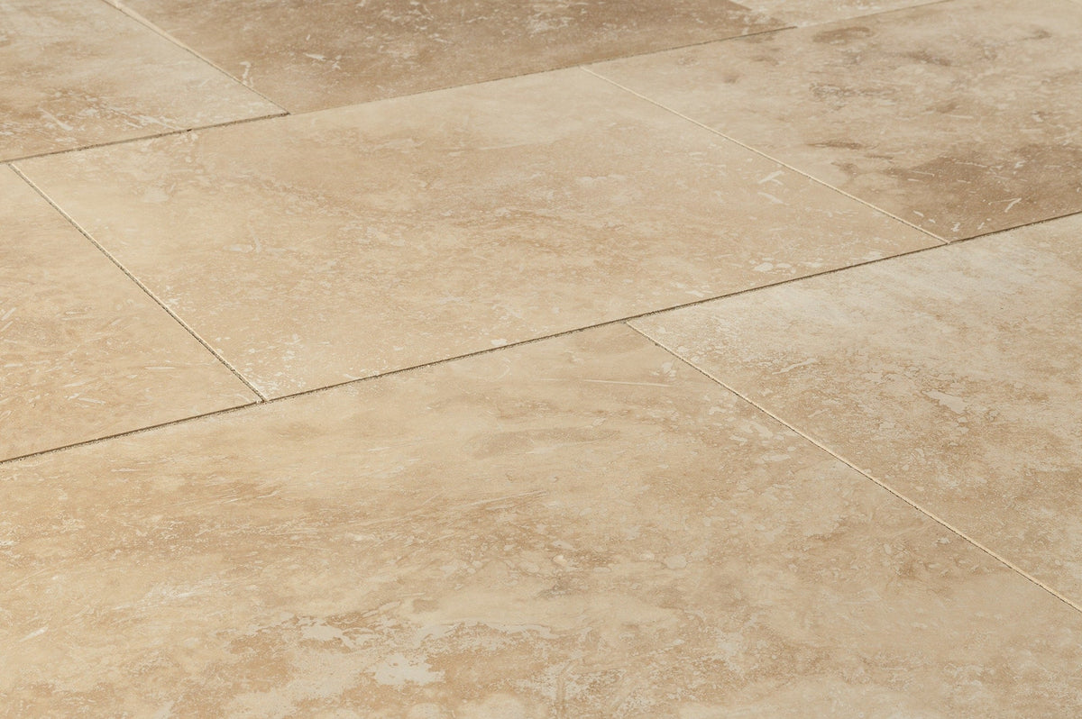 Honed and Filled Travertine Flooring Tiles - DISCONTINUED - Oasis Beige Premium - 18"x18"x1/2"