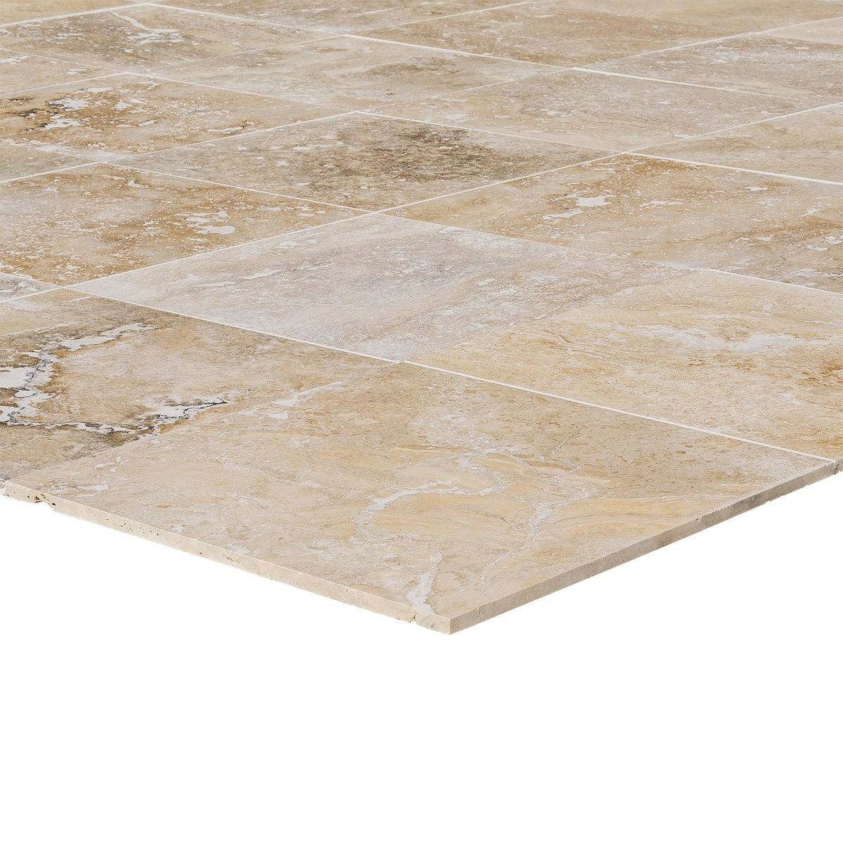 Honed and Filled Travertine Flooring Tiles - Mina Rustic - 18"x18"x1/2"