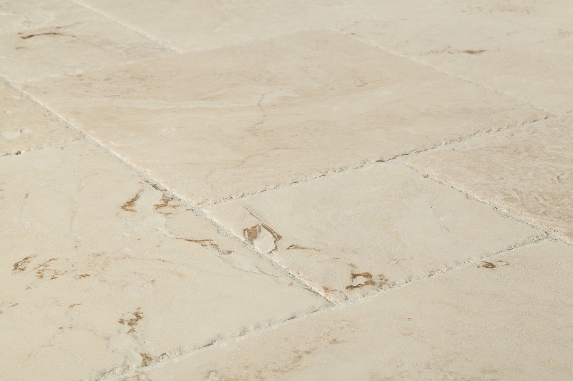 Antique Pattern Travertine Flooring Tiles - DISCONTINUED - Philadelphia Standard / Brushed, Chiseled, and Partially Filled