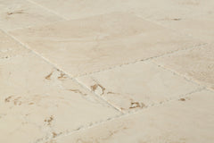 Antique Pattern Travertine Flooring Tiles - DISCONTINUED - Philadelphia Standard / Brushed, Chiseled, and Partially Filled