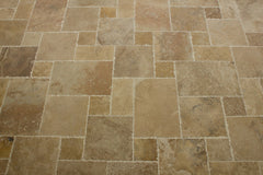 Antique Pattern Travertine Flooring Tiles - Volcano Standard / Brushed, Chiseled, and Partially Filled