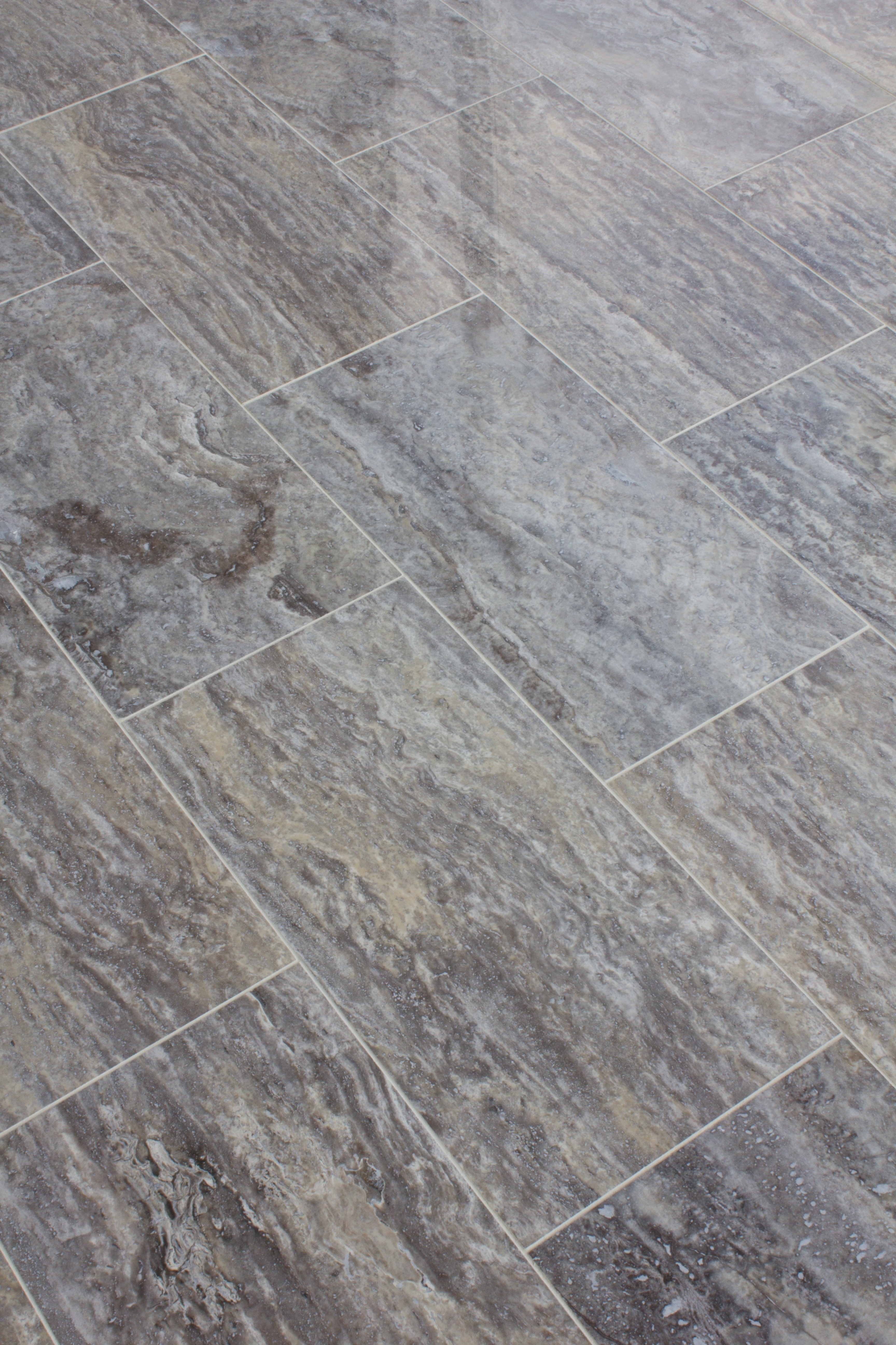 Vein Cut Polished 24 x 12 Travertine Stone Flooring Tiles - Silver Premium Vein Cut