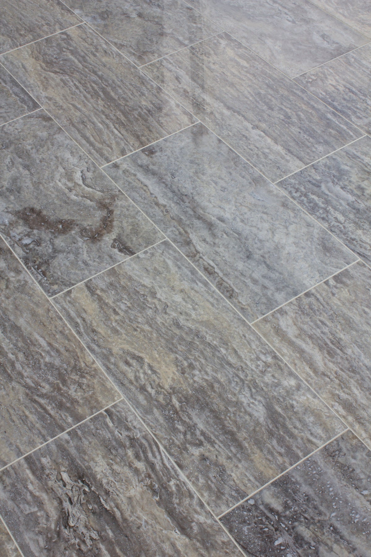 Vein Cut Polished 24 x 12 Travertine Stone Flooring Tiles - Silver Premium Vein Cut