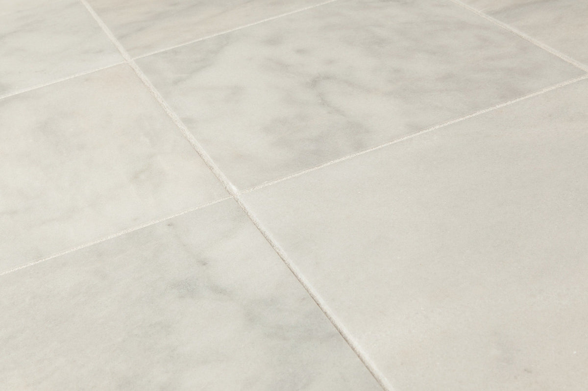 Turkish Carrara White Polished Marble Tiles - 12"x12"