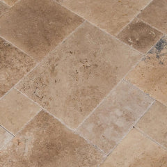 Antique Pattern Travertine Flooring Tiles - Scott Rustic / Brushed, Chiseled, and Unfilled