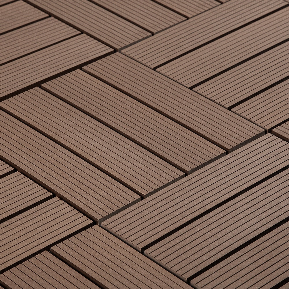 JF Outdoor Composite Interlocking Deck Tiles - Brown 12" x 12"