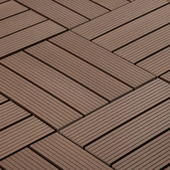 JF Outdoor Composite Interlocking Deck Tiles - Brown 12" x 12"