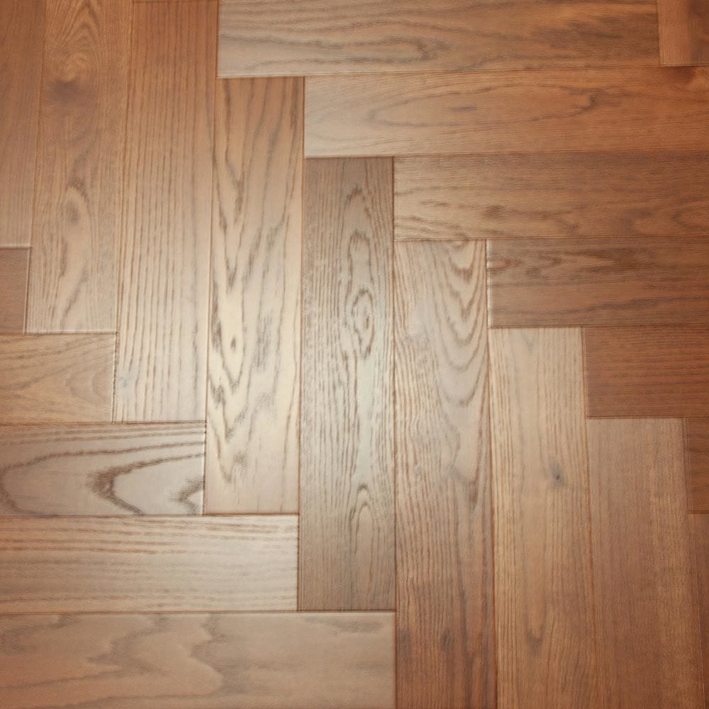 Oak Herringbone Engineered Hardwood Flooring - Gunstock