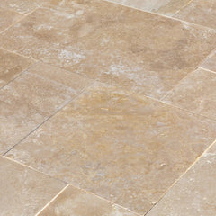 Antique Pattern Travertine Flooring Tiles - Denizli Beige / Brushed, Chiseled, and Partially Filled