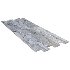 Natural Marble Ledger Panel Collection - Split-Face / Ice Blue 3D Ledger Panel 6" x 24"