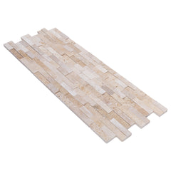 Natural Travertine Ledger Panel Collection - Split-Face / Camden Ivory 3D Ledger Panel 6" x 24"