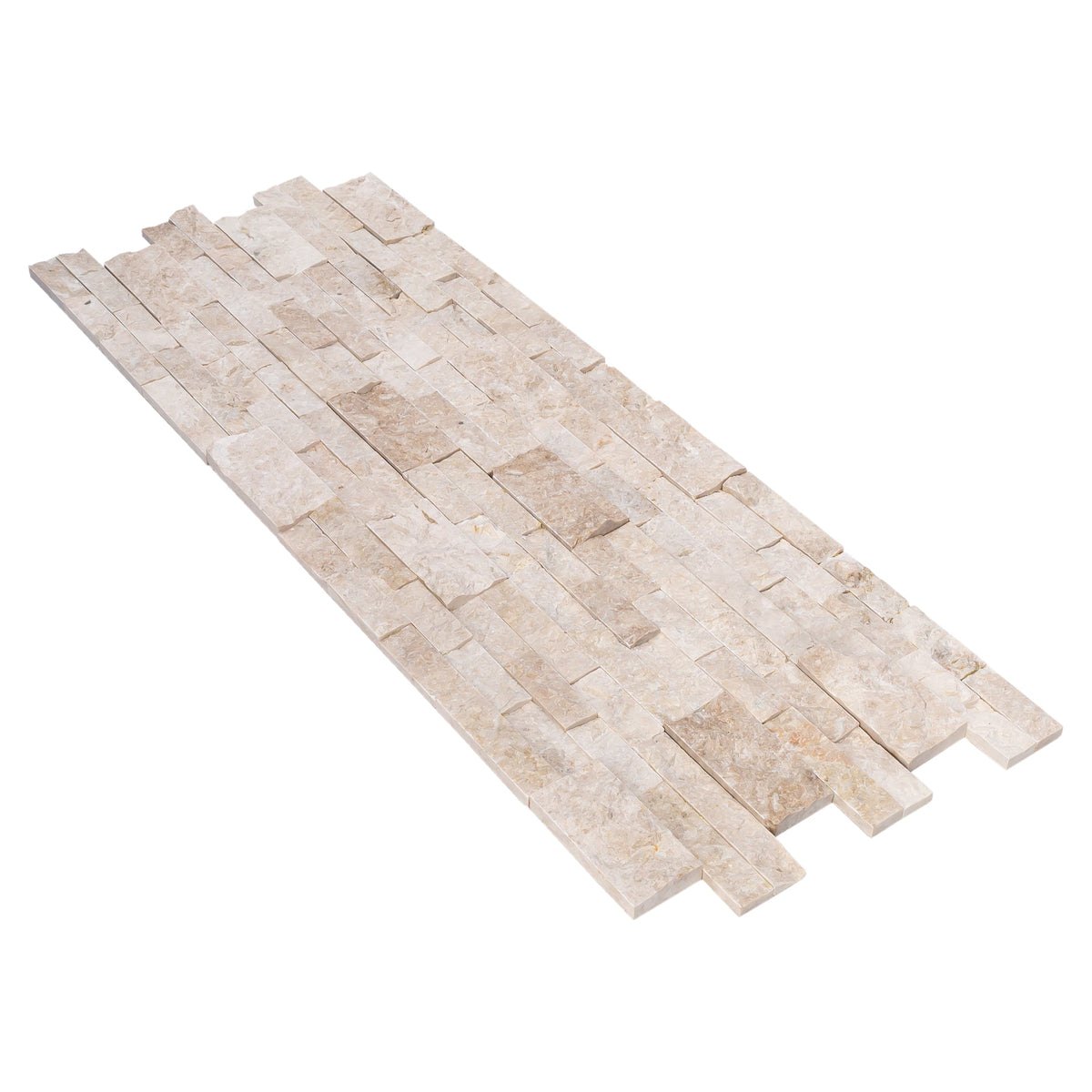 Natural Marble Ledger Panel Collection - Split-Face / Cappucino 3D Ledger Panel 6" x 24"