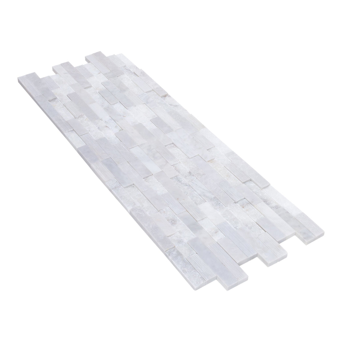Natural Marble Ledger Panel Collection - Split-Face / Lincoln White 3D Ledger Panel 6" x 24"