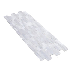 Natural Marble Ledger Panel Collection - Split-Face / Lincoln White 3D Ledger Panel 6" x 24"