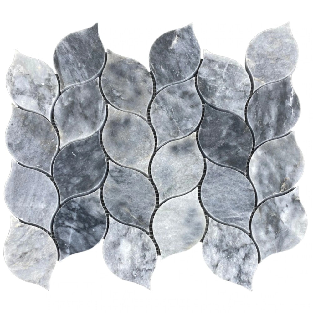 Luna Sky Marble - Mesh Mosaic Tile Collection - Leaf Pattern - Honed