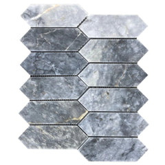 Luna Sky Marble - Mesh Mosaic Tile Collection - Strada Pattern - Honed