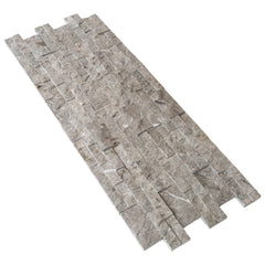 Natural Marble Ledger Panel Collection - Split-Face / Moon Grey 3D Ledger Panel 6" x 24"