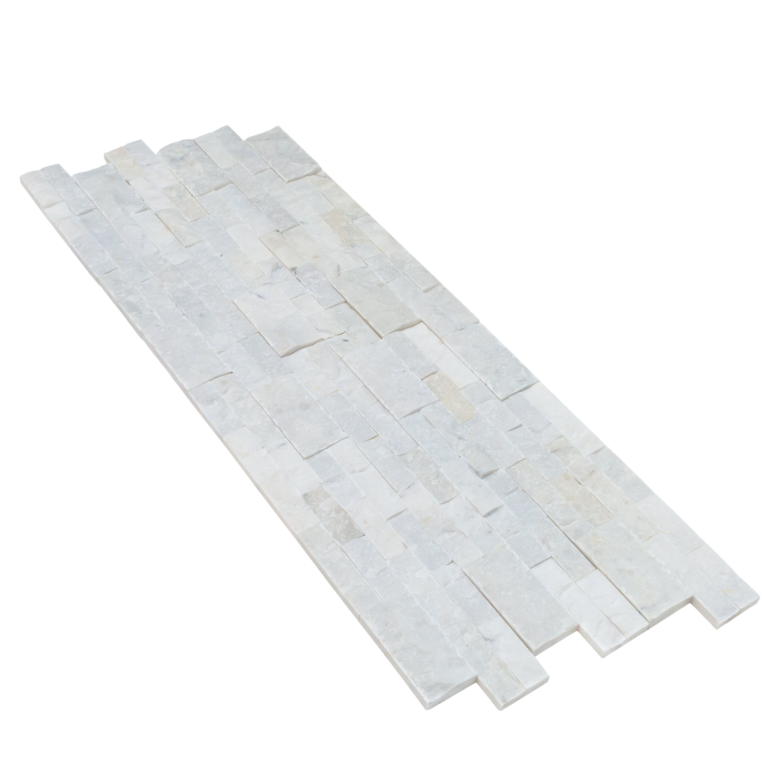 Natural Marble Ledger Panel Collection - Split-Face / Mugla White 3D Ledger Panel 6" x 24"