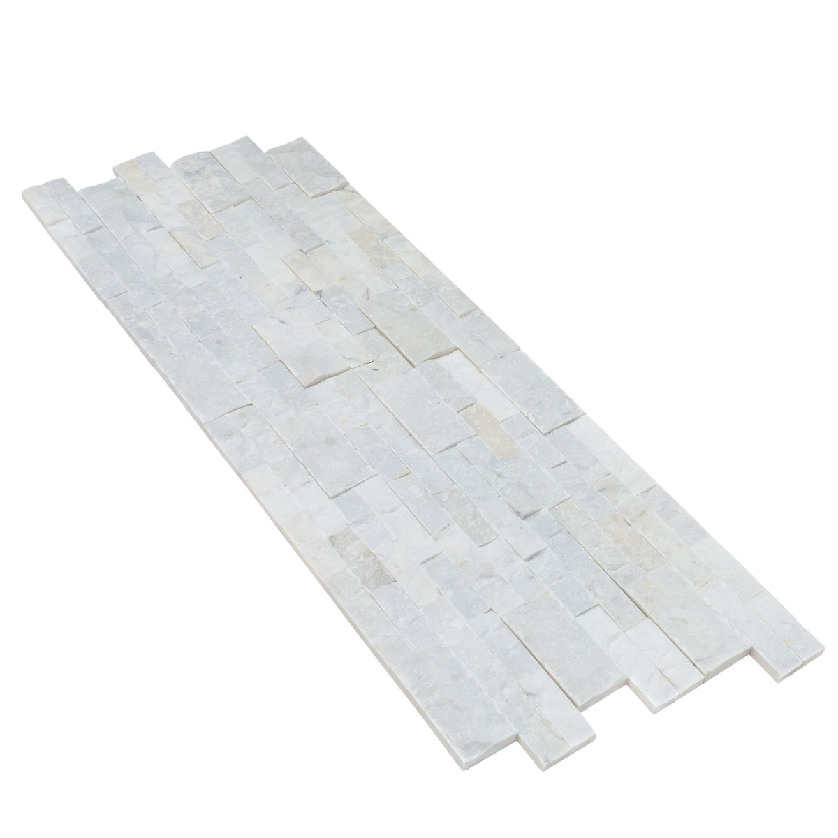 Natural Marble Ledger Panel Collection - Split-Face / Mugla White 3D Ledger Panel 6" x 24"