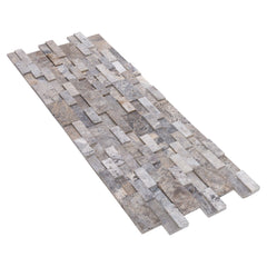 Natural Travertine Ledger Panel Collection - Honed / Silver 3D Ledger Panel 6" x 24"