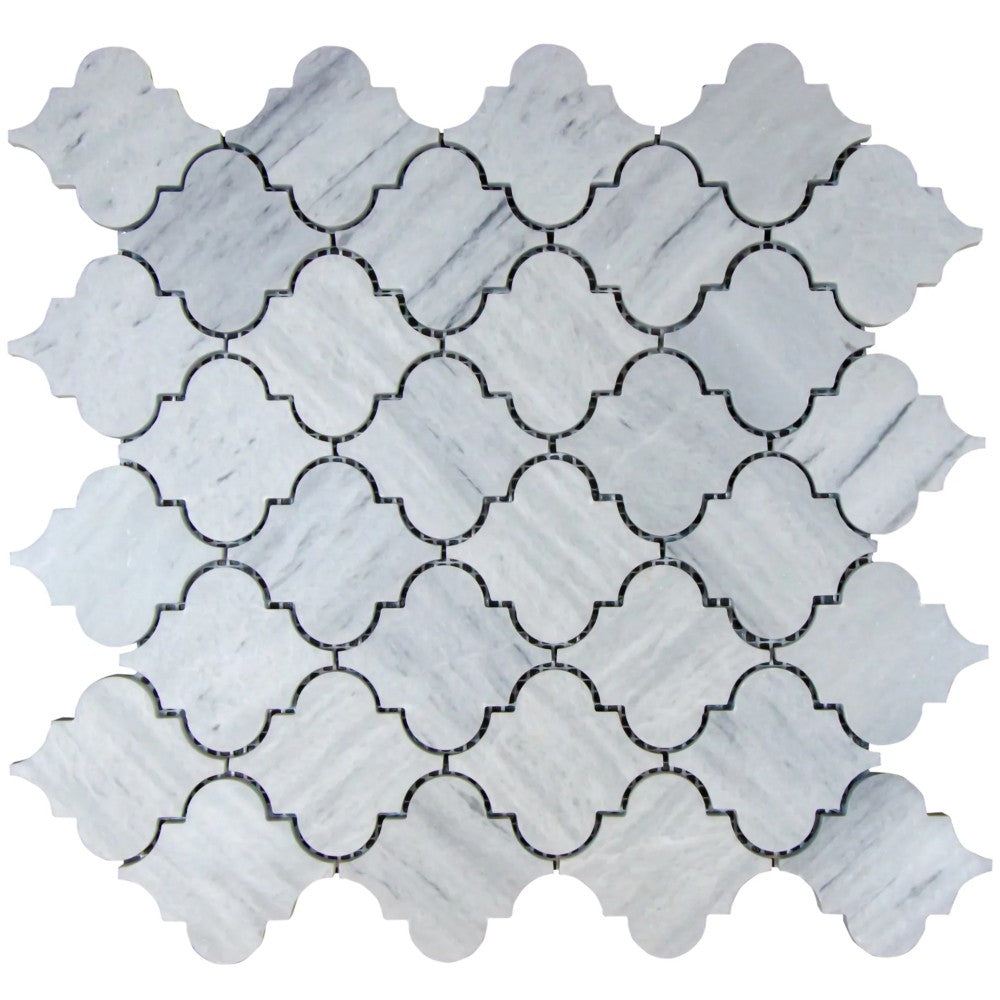 Solto White Marble - Mesh Mosaic Tile Collection - Casablanca Pattern - Honed