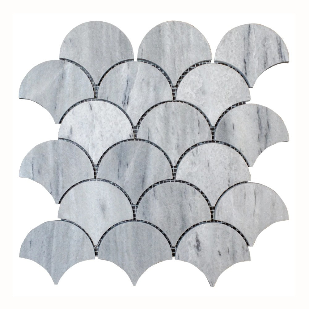 Solto White Marble - Mesh Mosaic Tile Collection - Laguna Pattern - Honed
