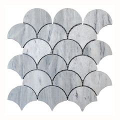 Solto White Marble - Mesh Mosaic Tile Collection - Laguna Pattern - Honed