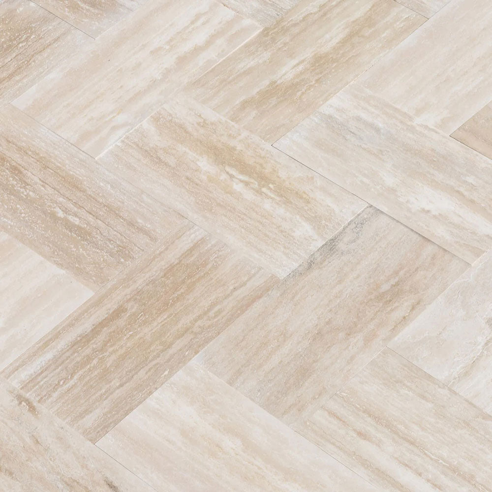 Vein Cut Polished 24 x 12 Travertine Stone Flooring Tiles - DISCONTINUED - Light Beige