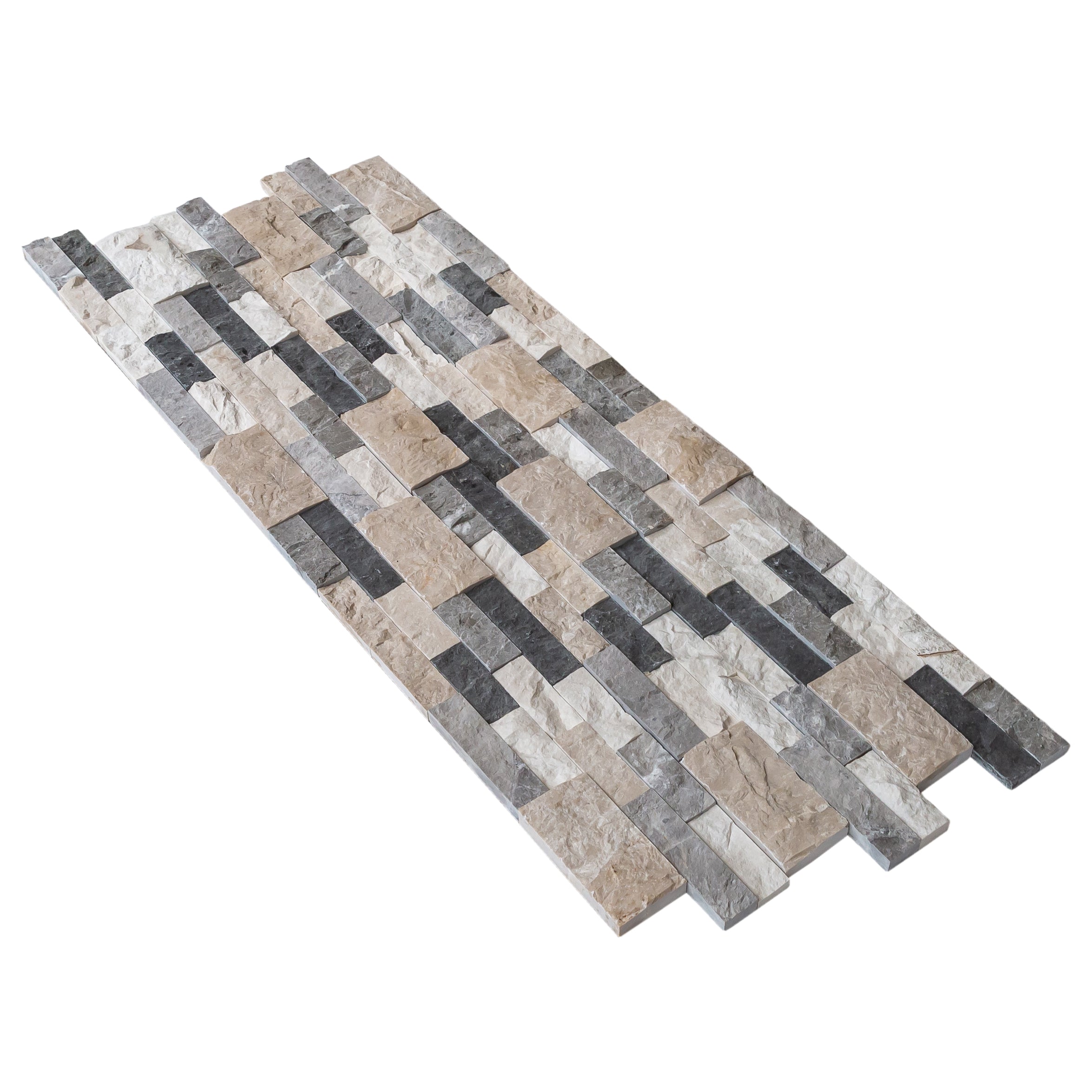 Natural Marble Ledger Panel Collection - Split-Face / Tundra Gray 3D Ledger Panel 6" x 24"