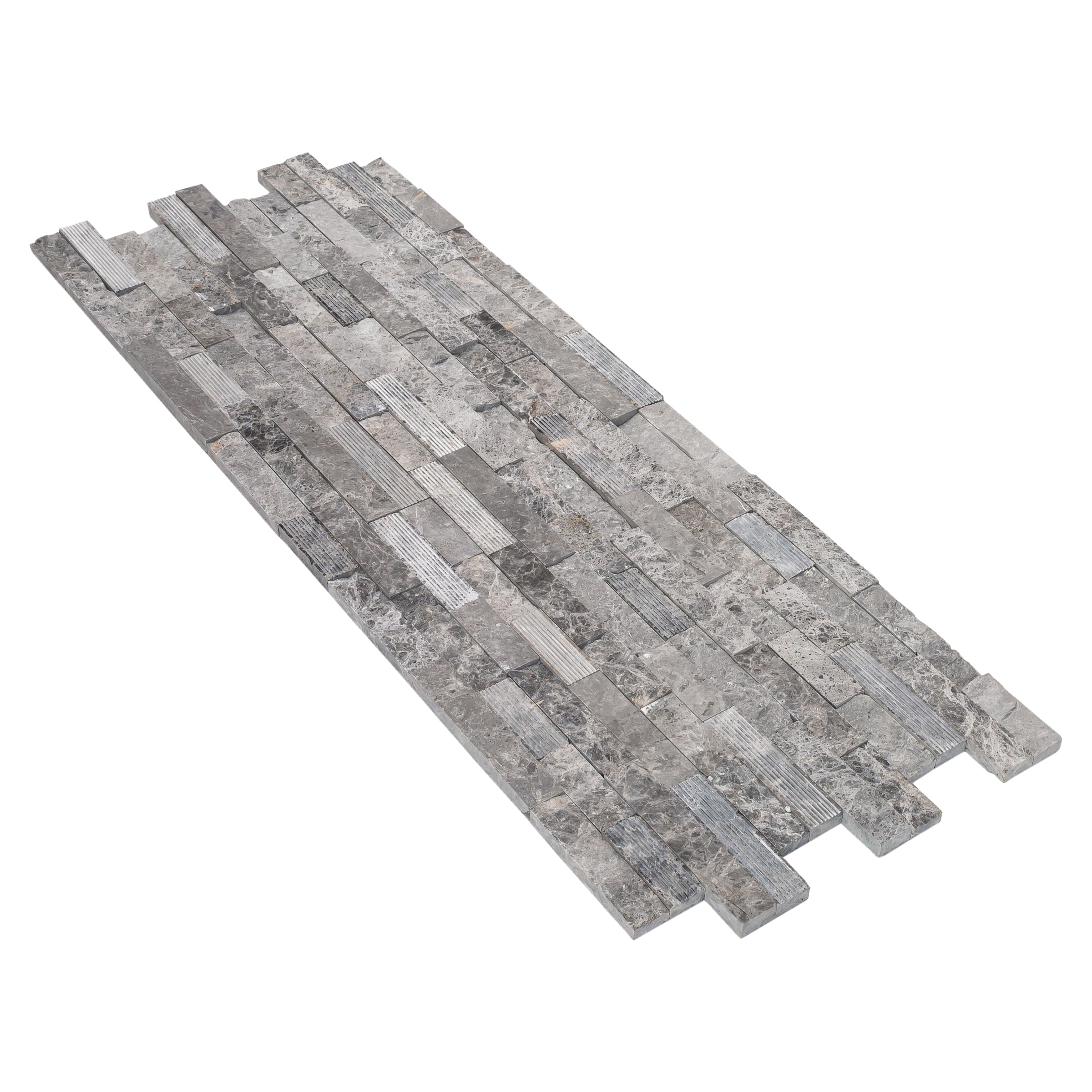 Natural Marble Ledger Panel Collection - Split-Face / Ventana Gray 3D Ledger Panel 6" x 24"