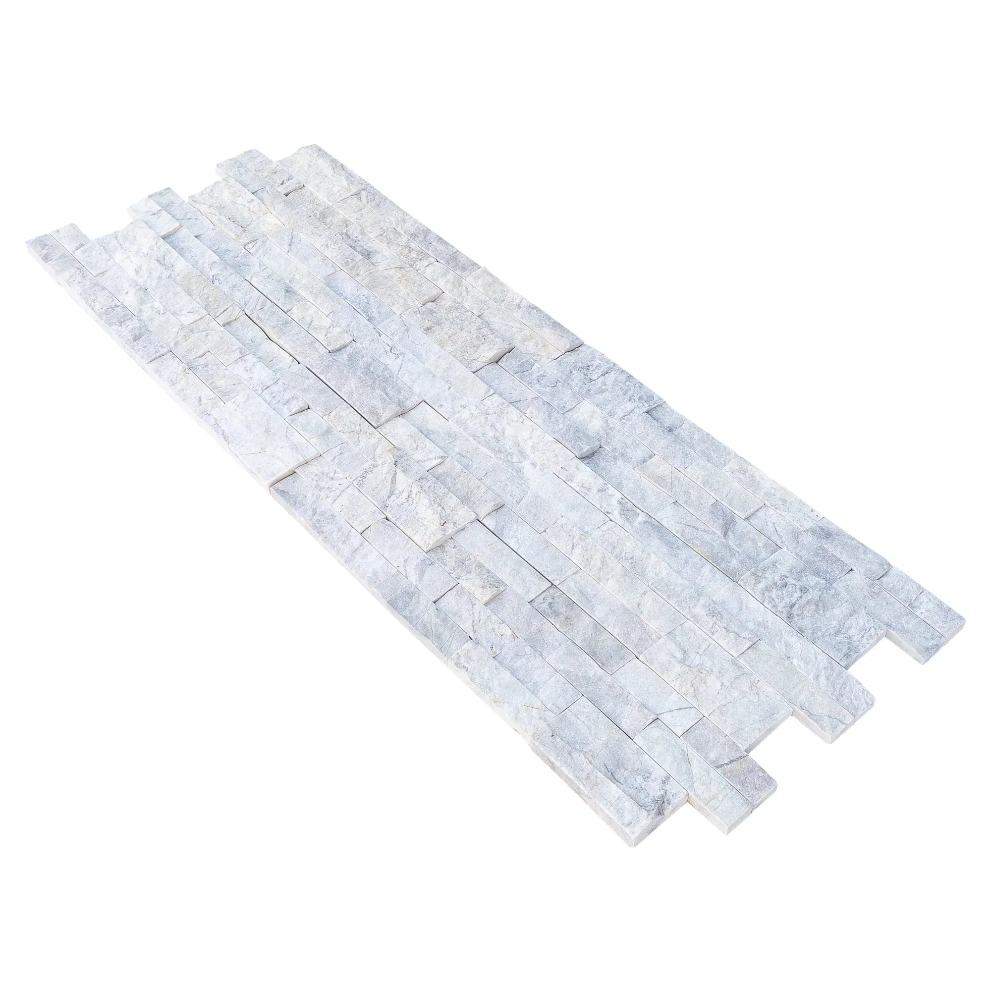 Natural Marble Ledger Panel Collection - Split-Face / Palia White Dolomite 3D Ledger Panel 6" x 24"