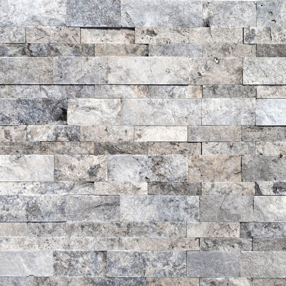 Travertine Split Face Stone Siding Ledger Panel - Silver